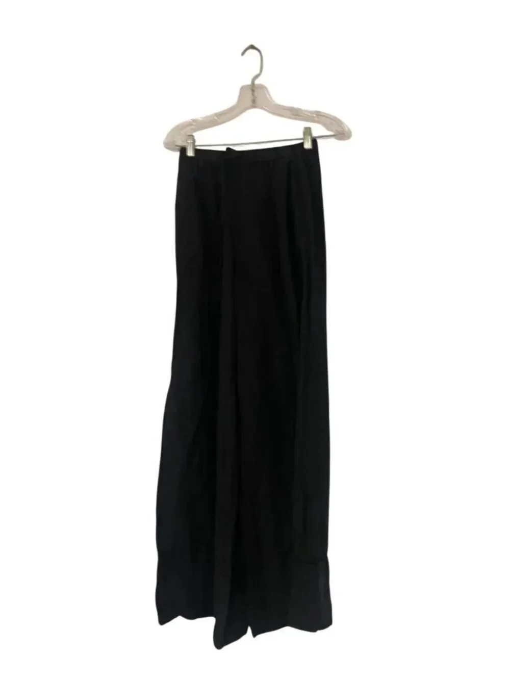 Zara ZW womens Linen Palazzo Pants trousers XS Black Wide Leg 4043/059 NWT
